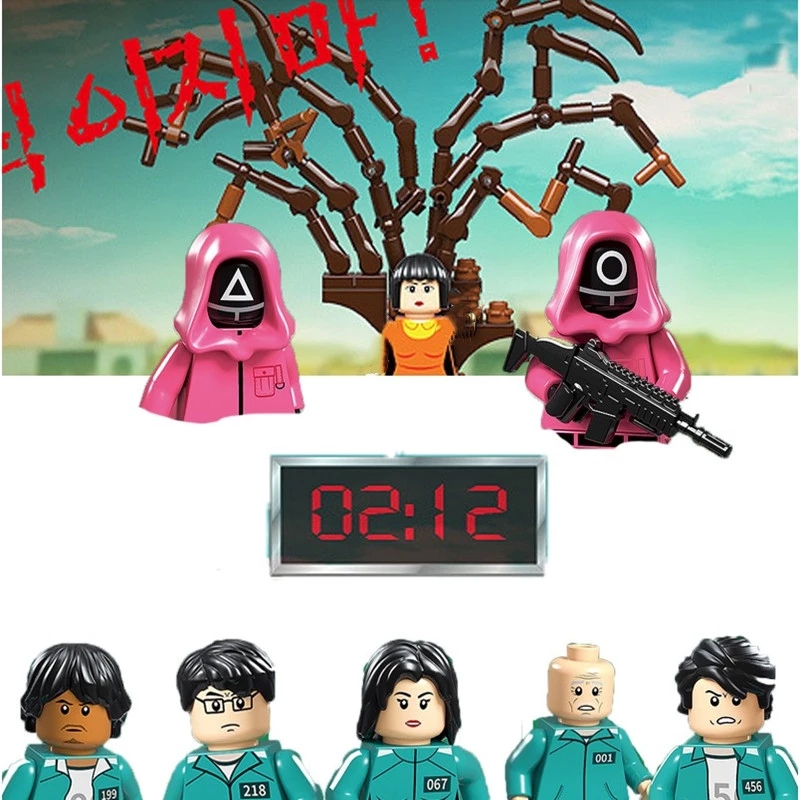 

Squid Game block Decompression Toy 123 wooden people model toys doll around the blind box South Korea