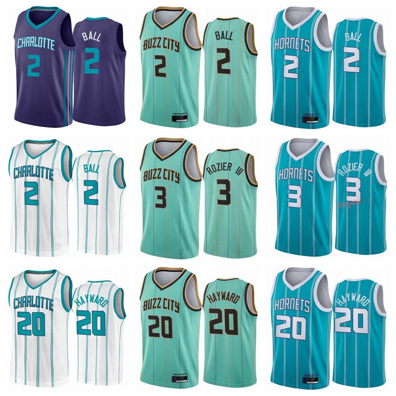 

LaMelo Ball #2 basketball jerseys #3 Rozier III Gordon 20 Hayward Jersey City Association Teal Icon Draft basketball jersey, Black;red