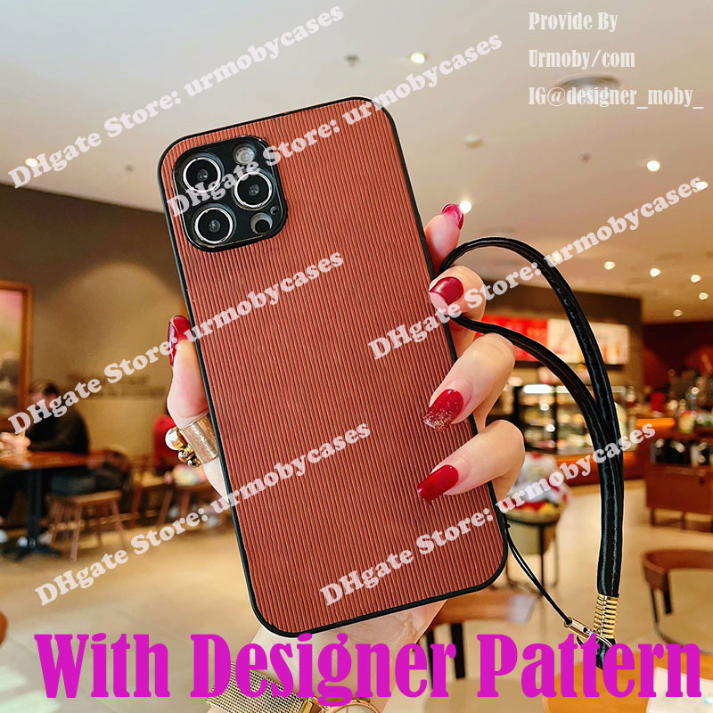 

designer phone cases for iphone 12 Pro Max 11 XS XR 7 8 Plus Vertical stripes leather protective cover With Short Lanyard, Make up the difference