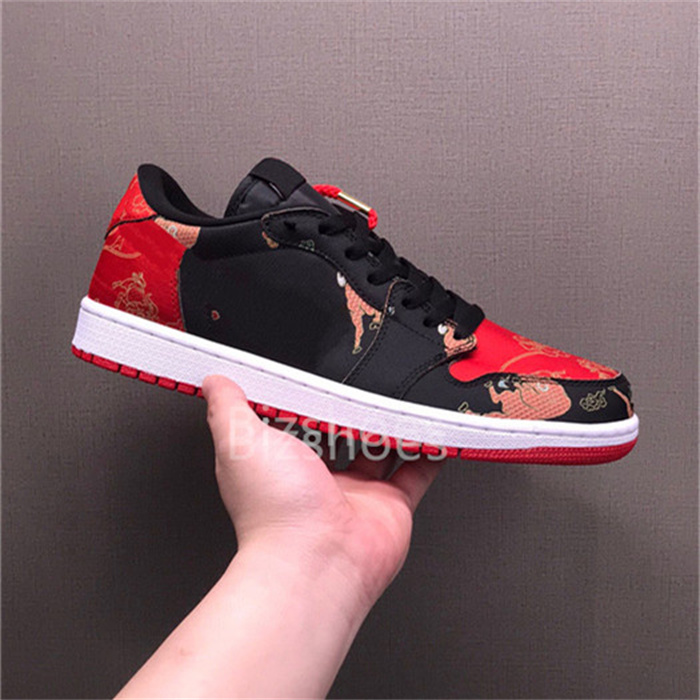 

CNY 1 Low Sports Shoes Black Red Gold Jumpman Casual Shoe Chinese New Year Dd2233-001