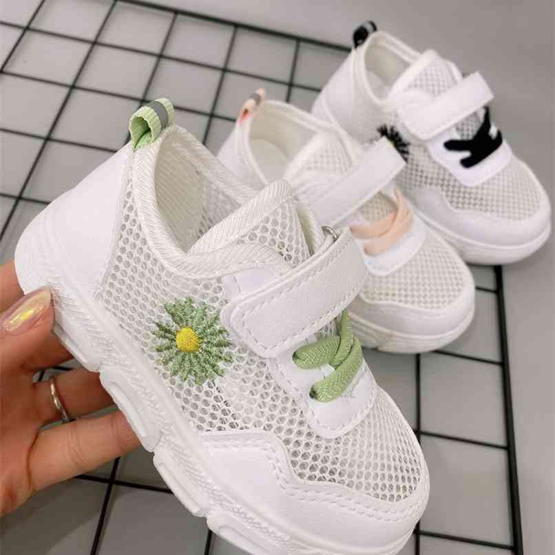 

girls shoes tennis sporty running shoe white small daisy flowers Children's sports shoes little kids sneakers gym shose 210913, Pink