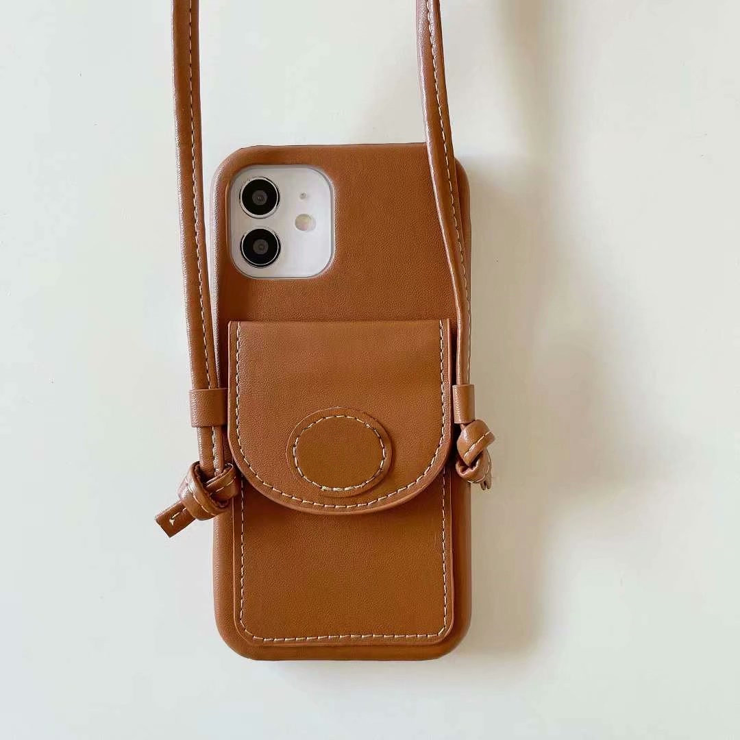 

Luxurys Designers Shoulder Handbag Card Package Phone Cases Leather Fabric Style Card Package For Iphone 12 ProMax 11 XS XSmax xr Wallet Pocket Accessory Bag, 2+logo