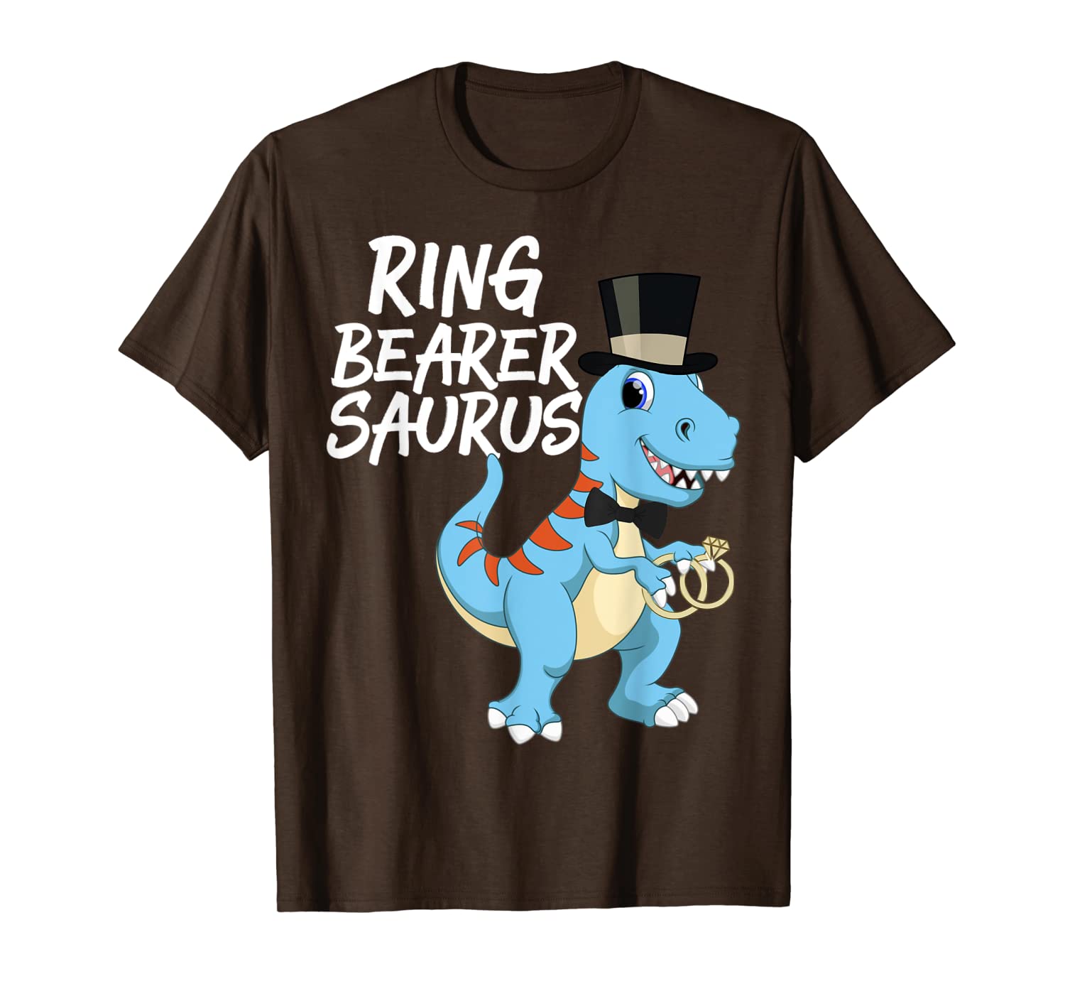 

boys ring bearer dinosaur rex wedding party gift t-shirt, White;black