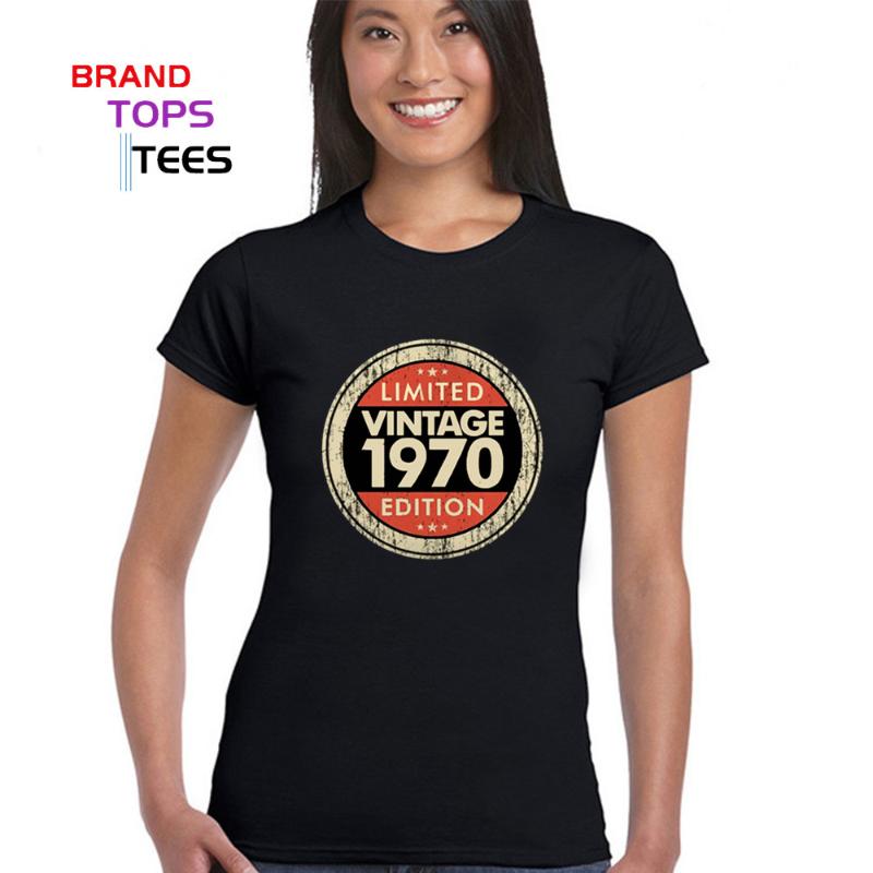 

Women' T-Shirt Vintage 1970 T Shirt Women Made In Original Parts Tees Retro Summer Style Birth Year Soft Cotton Tops, No printing price