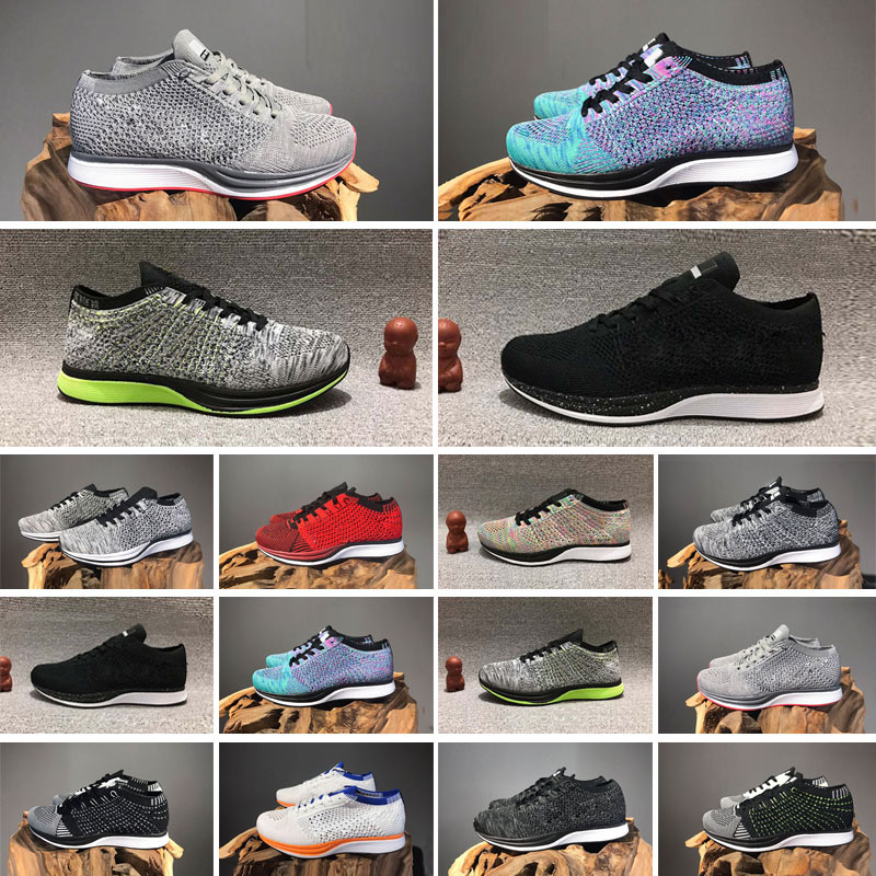 

2021 Fly Racer Trainer Knit Black White Grey Sports run shoes Men Women summer Sneakers shoe 36-45, Color 7