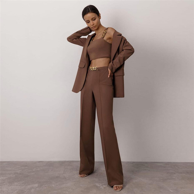 

Blazer Fashion Womens Suits Blazers High Quality Women Suit crop top pants Designer Ladies Clothing Breasted girls Set Casual Formal wear Outerwear sexy Sashes even, White