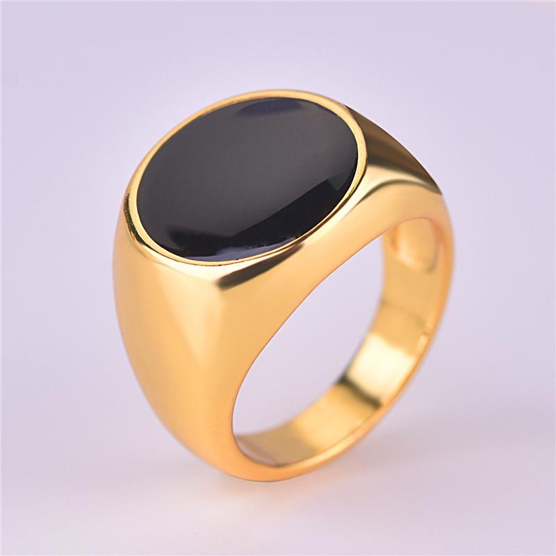 

Wedding Rings Luxury Vintage Elegant Big Round Black Enamel Ring Gold Color Adjustable For Women Promise Love Engagement