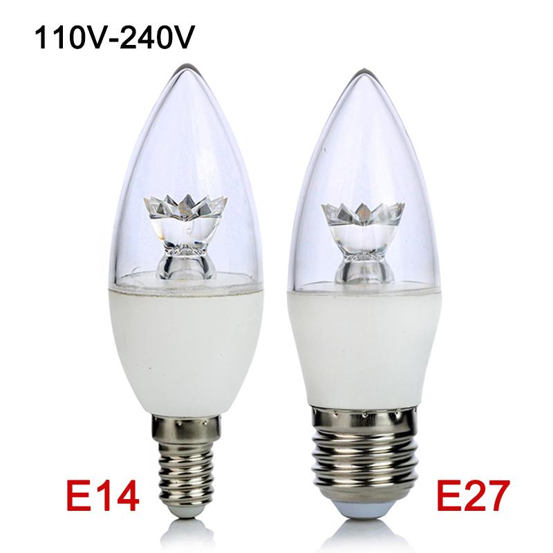 

E14 LED Bulb 5W 110V 220V COB Candle Lamp Light C37 Chandelier Lighting Clear Crystal For Home Decoration Bulbs