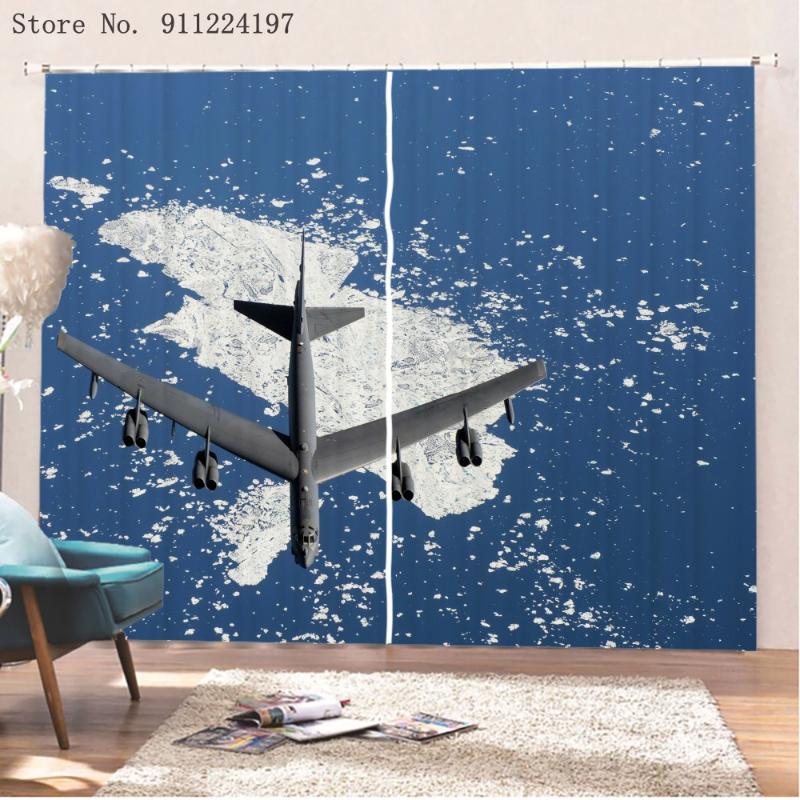 

Print Aircraft Windows Curtains Thicken For Living Room Decorative Fighter Printed Blackout Po Curtain Fabric Window & Drapes