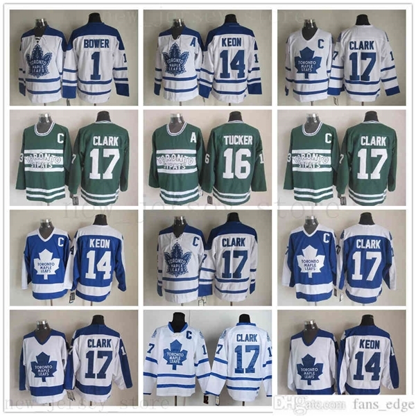 

Vintage Classic 75th Toronto Maple Leafs 17 Wendel Clark Jersey Hockey Johnny Bower 16 Darcy Tucker 14 Dave Keon Stitched C Patch Jerseys, Black;red