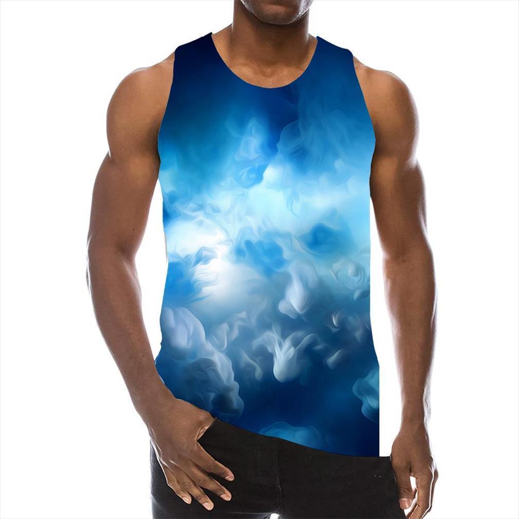 

mens graphic tank 3d print sleeveless pattern blue smoke tees, White;black