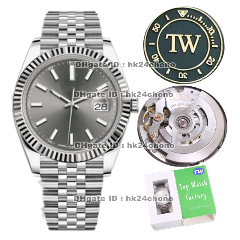 

TW Factory Luxury Watches 41mm Datejust 904L Stainless Steel Cal.3235 Automatic Mens Watch 126334-0014 Sapphire Crystal Gray Dial SS Bracelet Gents Wristwatches, Original box 1