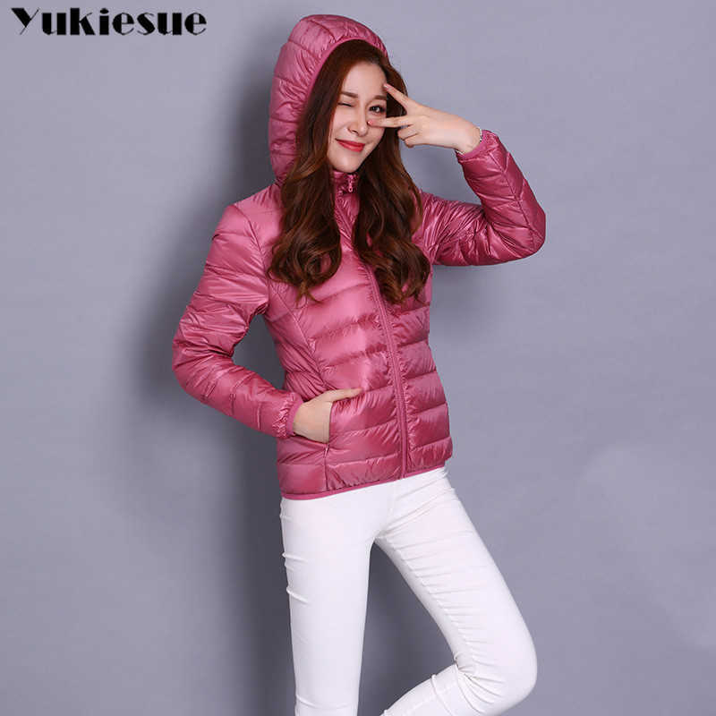 

Casual 90% Ultra Light White Duck Down Jacket Women Autumn Winter Warm Coat Lady Plus Size womne's Jackets Female Hooded Parka 210608, Light rose red