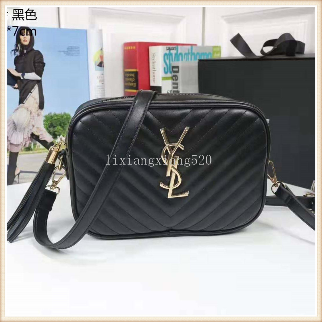 

Women Top quality Messenger Bag Shoulder Women fashion chain bag fashion real leathe shoulder bag cross body bags ySL, Golden;silver