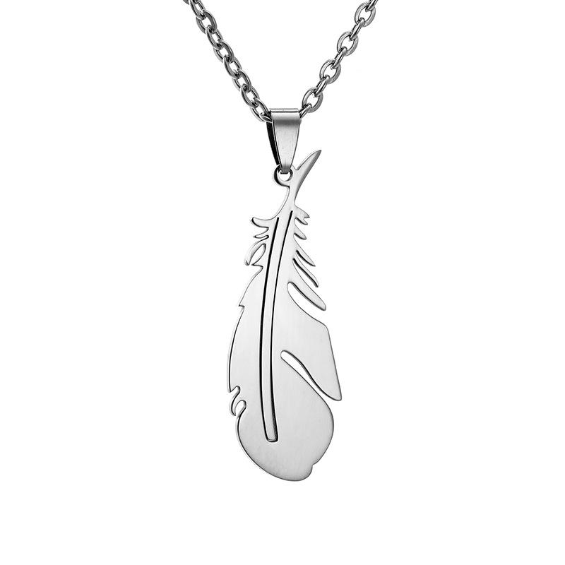 

Charms Original Design Woman Luxury Jewelry Fashion Stainless Steel Necklace Angel Feather Pendant Couple Gift, Bronze;silver