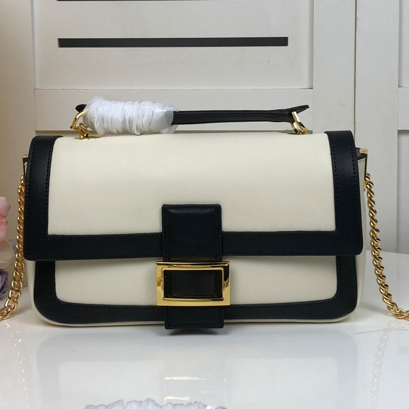 

Designer Genuine Leather Bag Chain Shoulder Bags Messenger Purse Fashion Cowhide Material Hardware F Letter High Quality Lady Handbag, Box