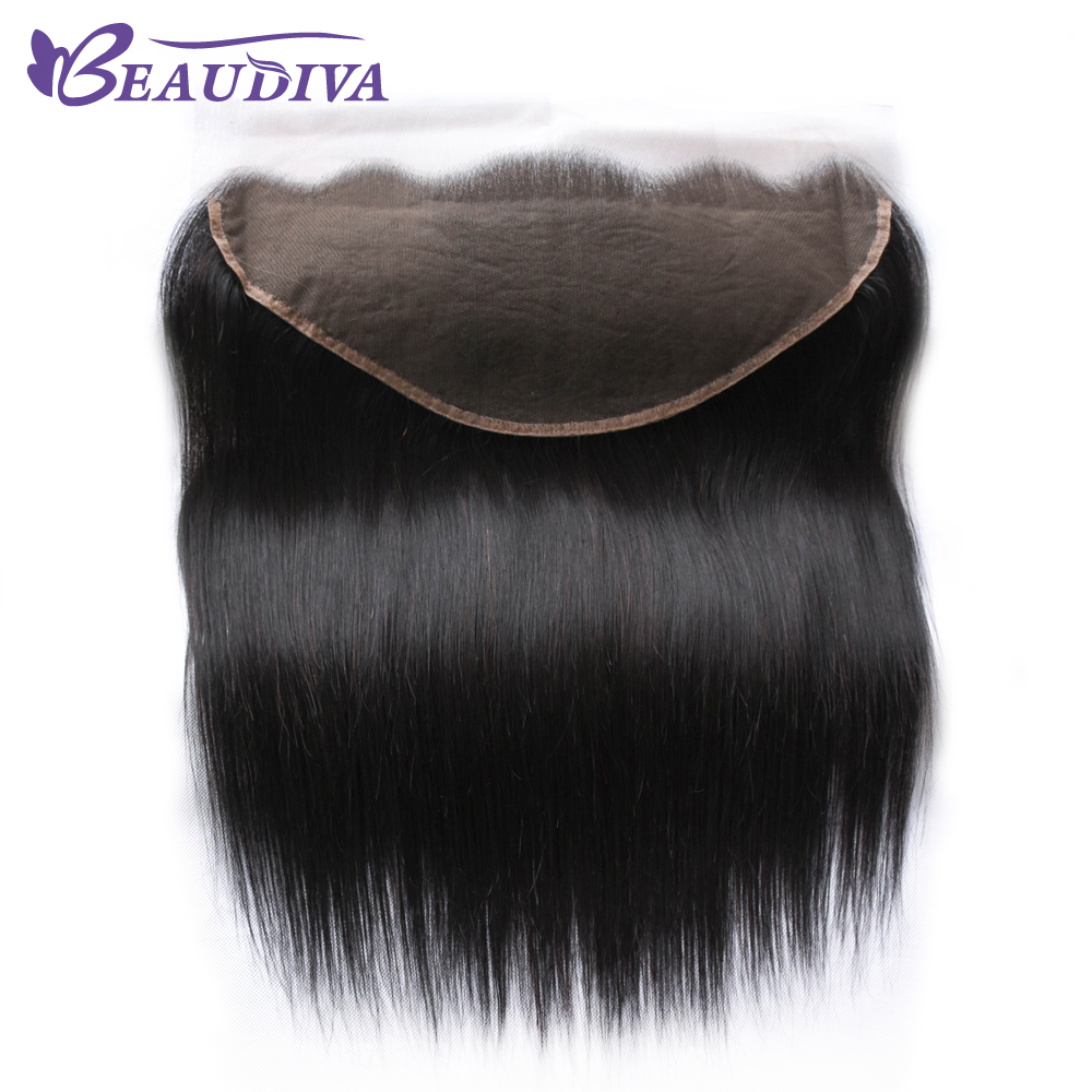 

Brazilian Straight Virgin Hair 13x6 Lace Frontal Closures 100% Human Hair Pre-Plucked Hairline With Baby Hair Closure, Black;brown