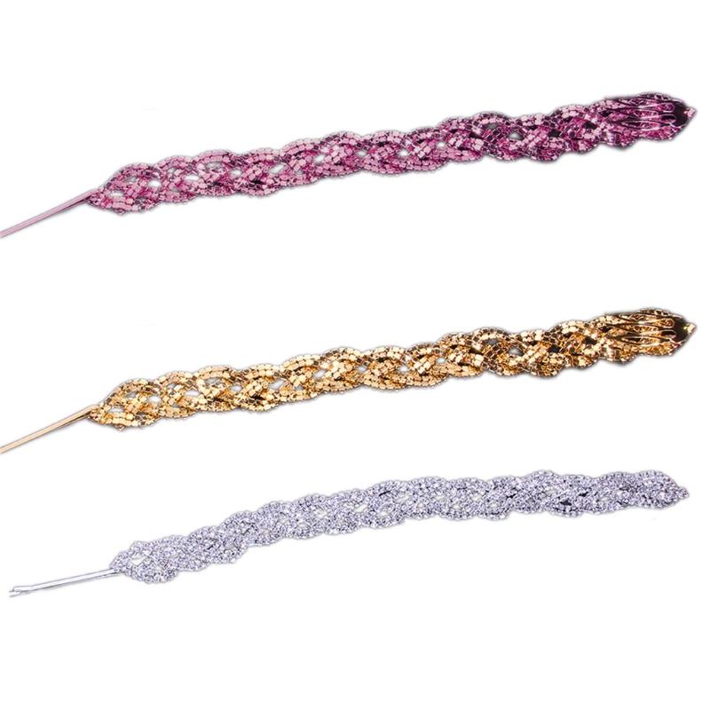 

Hair Clips & Barrettes L5YA Sparkly Crystal Extensions Rhinestone Braid Tassel Chain Party Hairpiece, Golden;silver