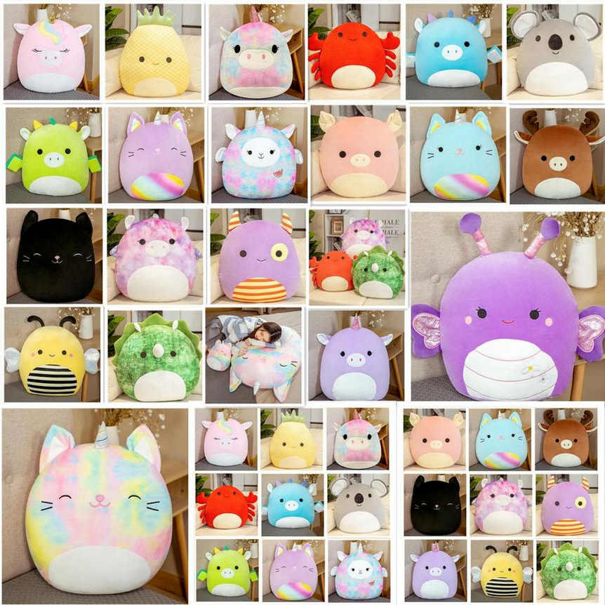 

25-40cm Squishmallow dolls Twenty styles Gummy colorful doll unicorn cat pig bee dinosaur pillow plush toy Christmas gift B02