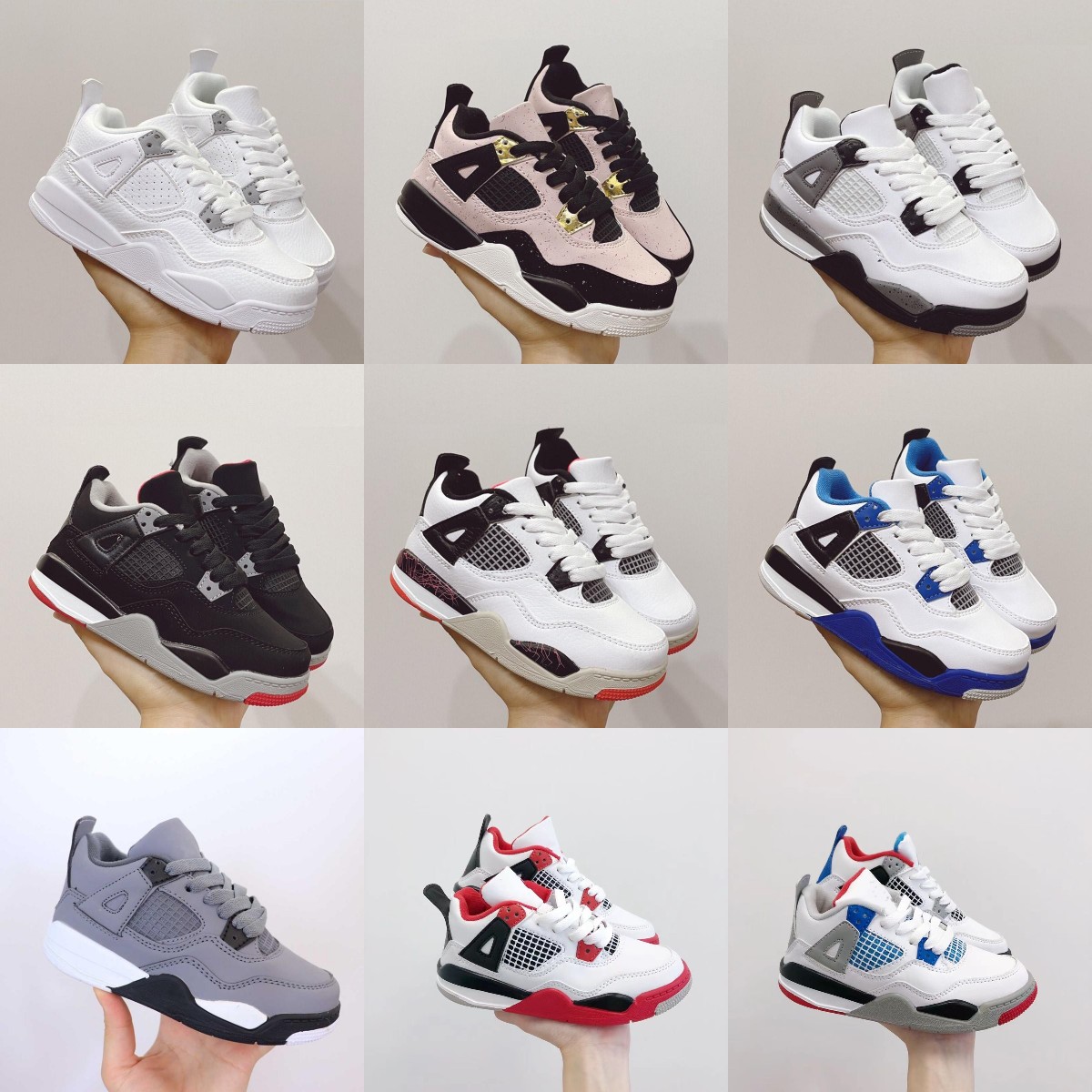 

2021 Kids Baby 4 4s Basketball Shoes Children Boy and Gril Sport Sneakers Pine Green Game Royal Scotts Obsidian Chicago Bred Outdoor Sports 22-35, Color 5