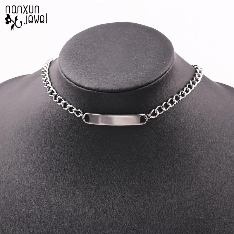 

Pendant Necklaces Link Chain Choker Necklace Square Short Women Hip Hop Personlity Gifts For Girl