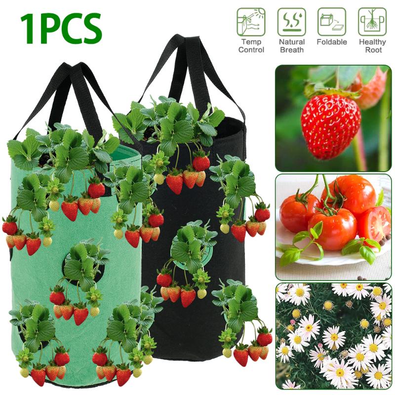 

Hole Hanging Strawberry Plant Bag Home Garden Decoration Flower Container Horticultural Seedling Growing Pot Planters & Pots