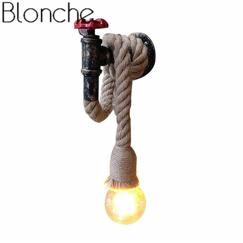 

Vintage Wall Light Rope Lamp Retro Iron Loft Industrial For Living Room Restaurant Decor Sconce Fixtures E27 Luminaire