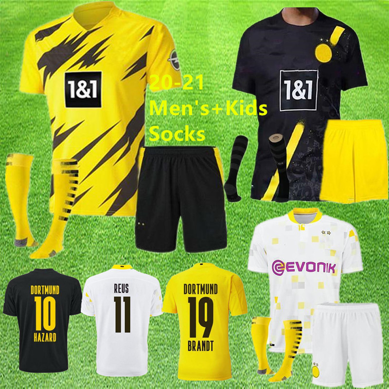 

Dortmund HAALAND REUS 20 21 BRANDT soccer jersey kit 20-21 football shirts BELLINGHAM SANCHO men Tracksuits socks, Black