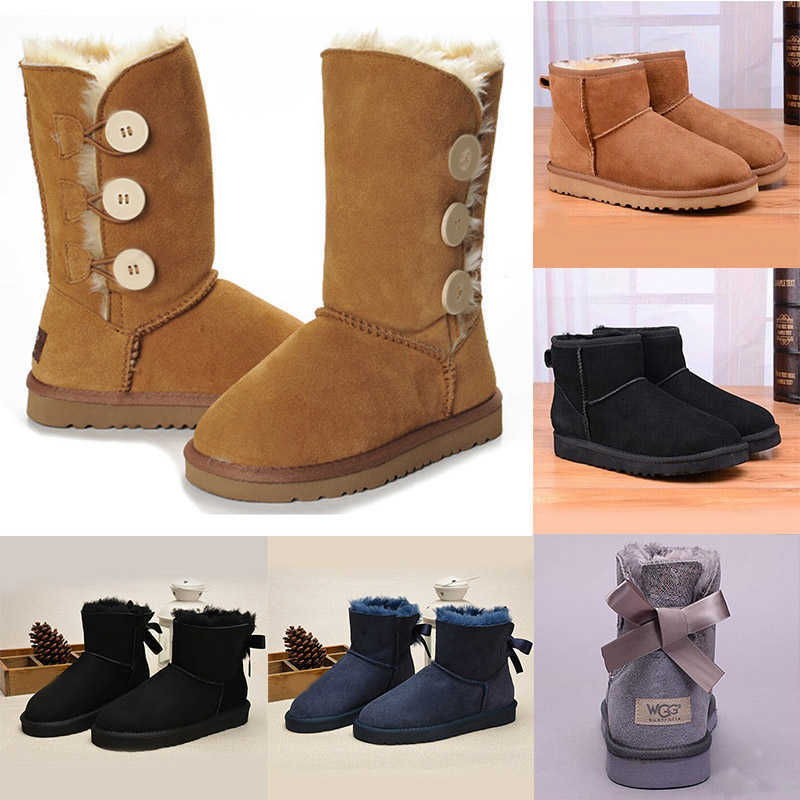 

New Australian Boots Wgg Snow quality Australia classic tall winter real leather Bailey boot girl botte Bowknot women's bow 36-41, Other