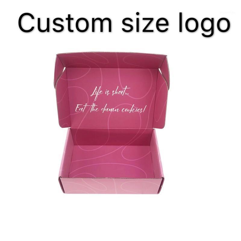 

Gift Wrap 500pcs Custom Paper Box Pink Boxes Party 3-layer Corrugated Storage Display Carton Customized Size Printing Logo