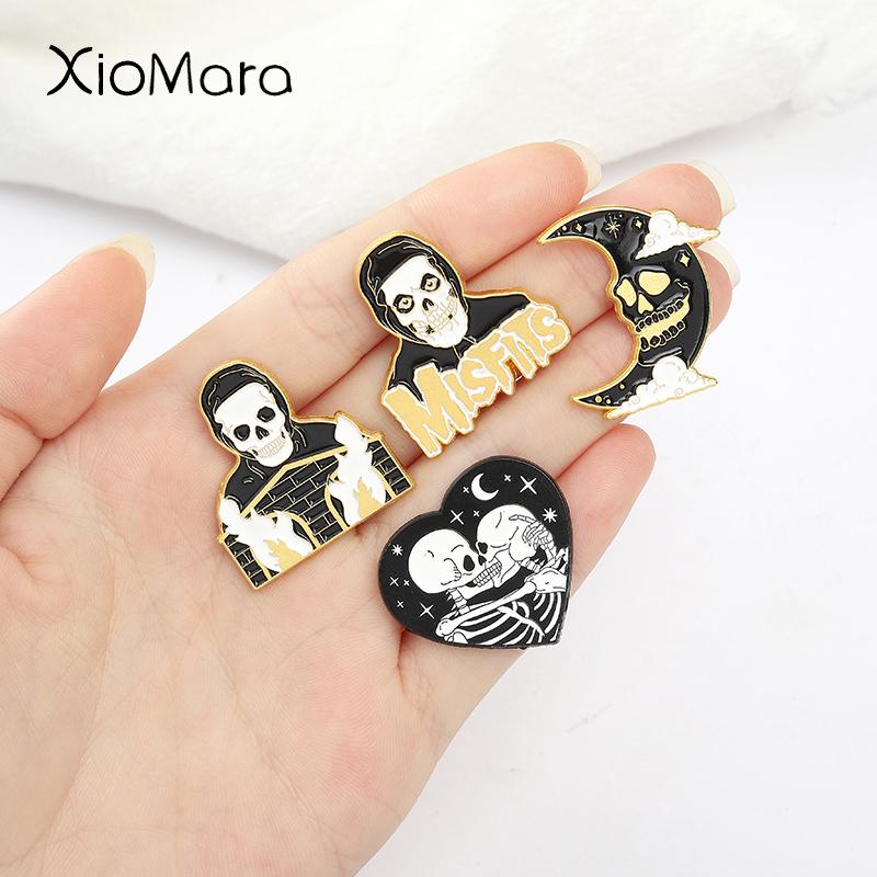 

Pins, Brooches 5 Styles Grim Reaper Enamel Lapel Pins Romantic Skeleton Badge For Men Women Lover Death Dark Scary Creepy Goth Jewelry, Gray