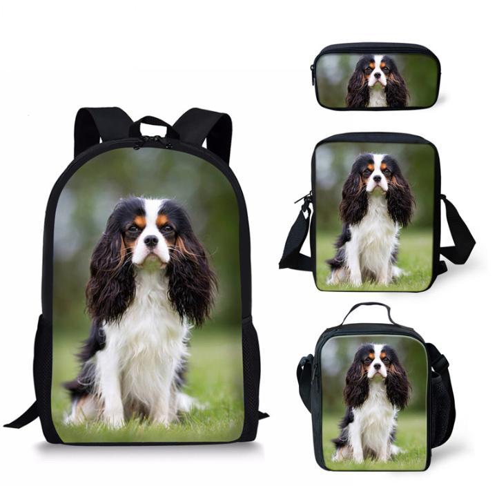 

School Bags 3D Spanish Beagle Dog Pattern For Kids 4pcs Schoolbag Set Cute Kindergarten Girls Boys Book Bag Mochilas