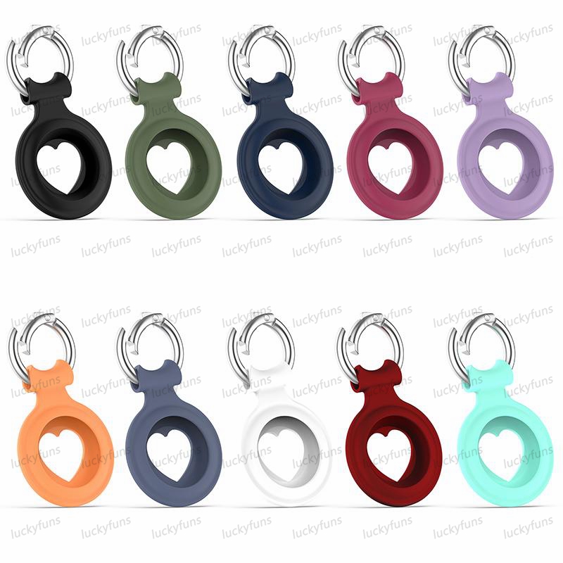 

2021 Newest Airtag heart style Silicone Protective case For Apple Airtags tracking device Tracker Locator Anti-lost Bag With Keychain