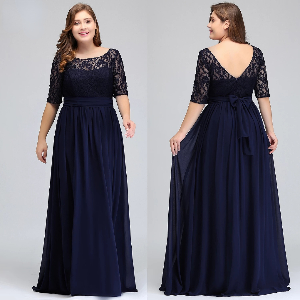 Lace Plus Size Bridesmaid Dress Evening Dresses Women Birthday Gift Lady Half Sleeve Tea Length Wedding Guest Party Gown Bridesmaid Robes A-line-image-747173678