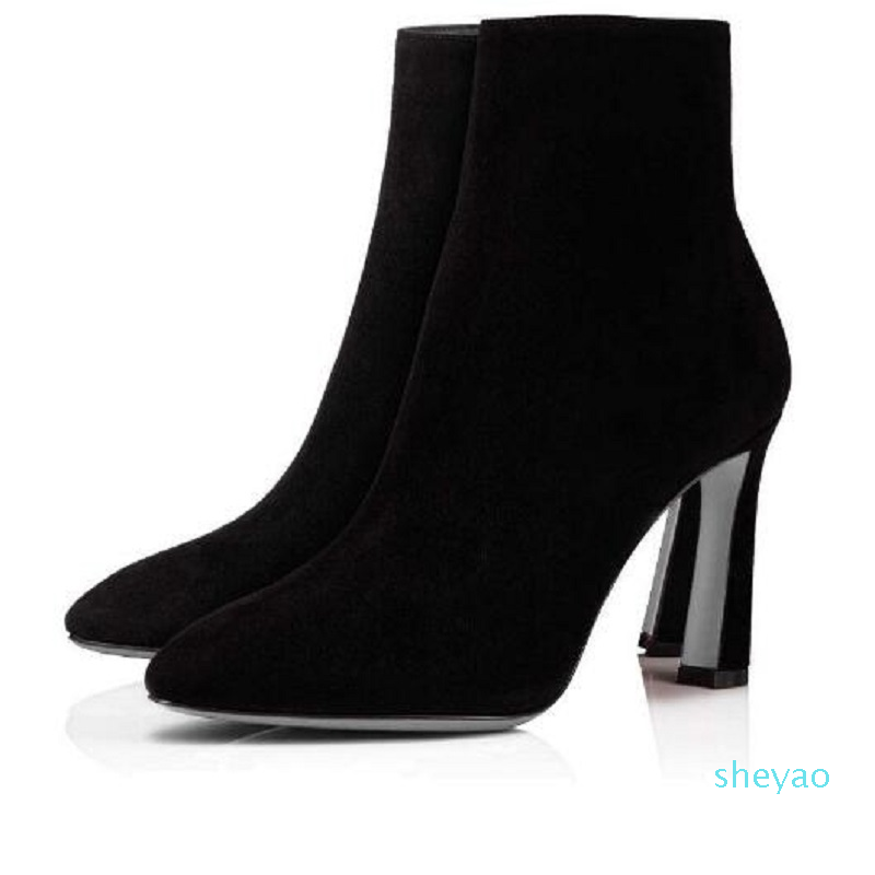 

designer red bottoms boots women platform high heels booties black chestnut navy Smooth leather suede winter Ankle Knee boot 5811, Color 13