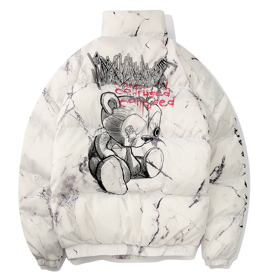 

parkas Winter Parkas Coat Hip Hop Pockets Thick Jackets Men Fashion Casual Texture Printing Streetwear Oversized Jacket Tops Au6x, Black
