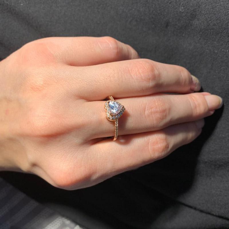 

Cluster Rings Fashion Crystal Love Heart Shaped Wedding For Women +Zircon Engagement Ring Glamour Jewelry R841, Golden;silver