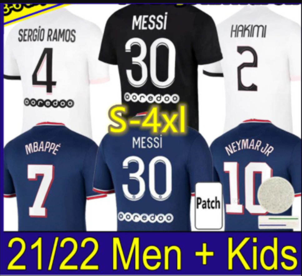 

S-4XL soccer jersey MBAPPE SERGIO RAMOS WIJNALDUM 21 22 Maillots football shirt 2021 2022 MARQUINHOS men + kids kit uniform enfants maillot de foot 999, Home-ucl