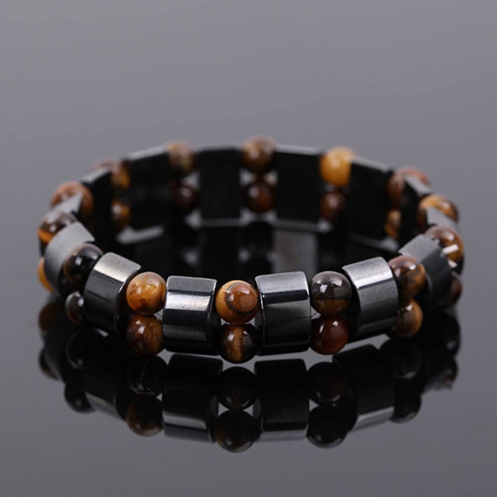

black gall stone tiger eye bracelet Hand Beaded adult men's fashion, Golden;silver