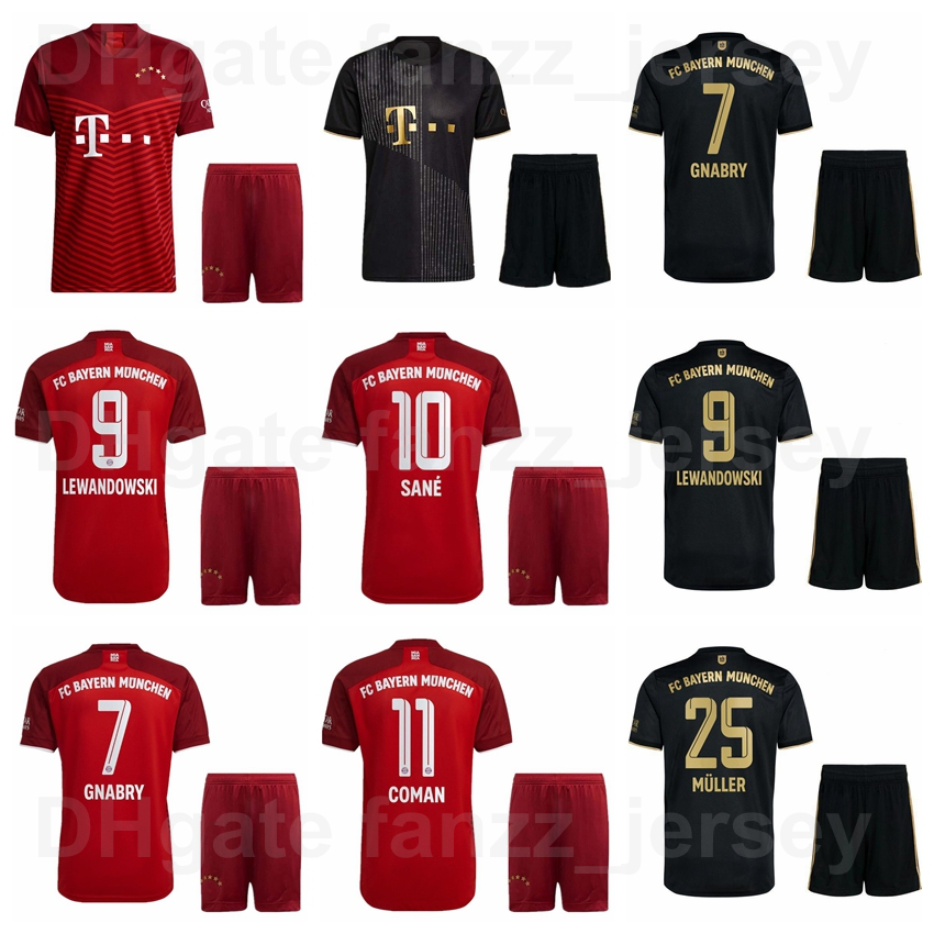 

21 22 Soccer Bayern Munch 25 Thomas Muller Jersey Set 9 Robert Lewandowski 6 Joshua Kimmich 8 Leon Goretzka 11 Kingsley Coman Lucas Hernande, Black
