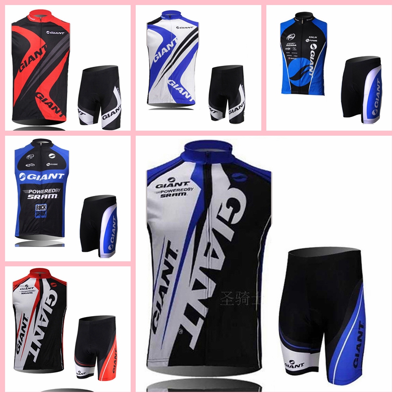 

Explosion trend Summer GIANT team Cycling Sleeveless jersey shorts Sleeveless Vest sets quick dry bike 319014, Black;red