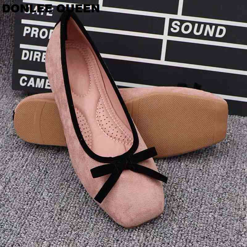 

Dress Shoes Sapatilhas de bailarina femininas com nó borboleta, plus size, 41, mulheres, bico quadrado, sapato látex confortável, slizamento, Black
