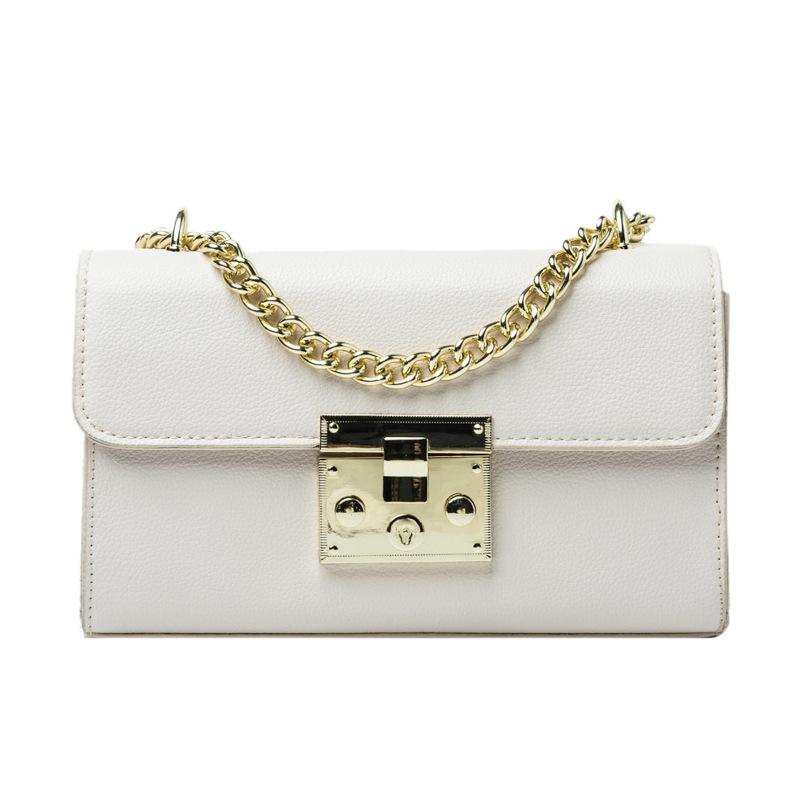 

Evening Bags Pure Colors Women Small Square Simple Fashion Metal Buckle Lock Crossbody Shoulder Flap Purses Chain Messenger