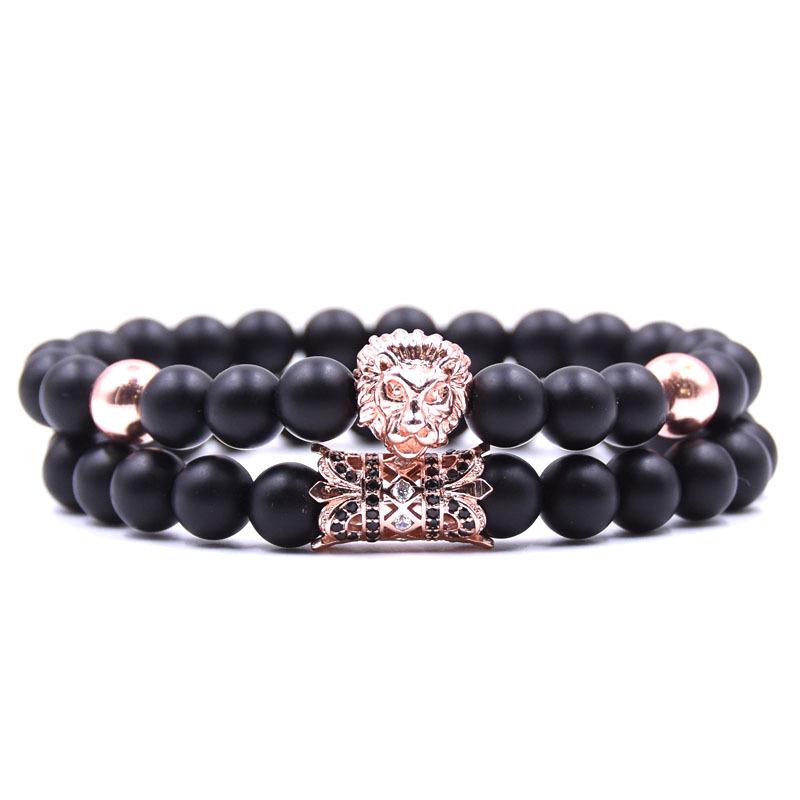 

2pcs/set Pave CZ Lion Charm Bracelets 2021 Fashion Couple & Bangles For Women Men Jewelry Pulseira Beaded, Strands
