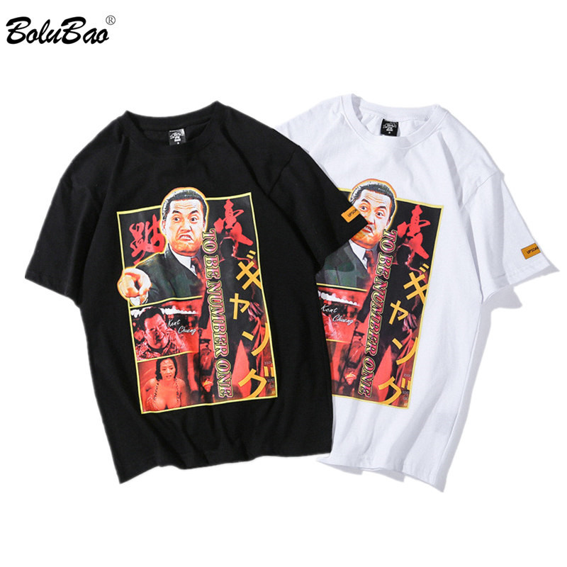 

BOLUBAO Fashion Brand Men T-Shirts Summer Casual Printing Men's T Shirt Street Clothing Hip Hop Men Tee Shirt Top 210518, Black