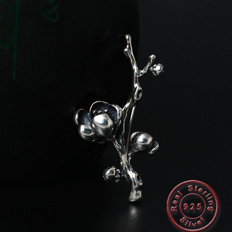 

Pins, Brooches Amxiu Handmade Vintage Jewelry S925 Antique Silver Brooch Magnolia Flower For Women Girls Clothes Hat Dress Accessories