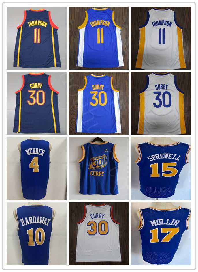 

Men GoldenStateWarriorsBasketball jersey Klay 11 Thompson Stephen 30 Curry 10 Hardaway 4 Webber Mullin Sprewell RetroNbaJerseys, Gold