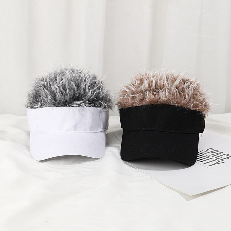 

Spring Autumn Peaked Wig Baseball Cap Mens and Womens European American Sun TikTok Personality Funny Hat Fashion, Duck tongue hat wig-light gray