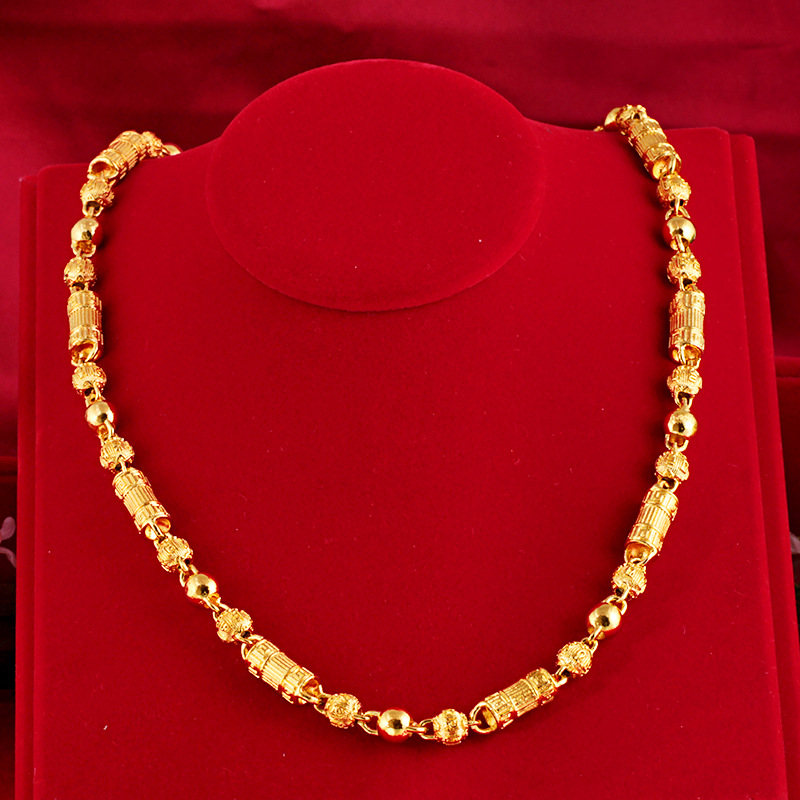 

Jinpinhui Alluvial Gold Simulation Gold Shop Fu Character Thai Chain Gold Ornament Mens Fu Character Plated Bamboo Necklace Necklace fo, Silver