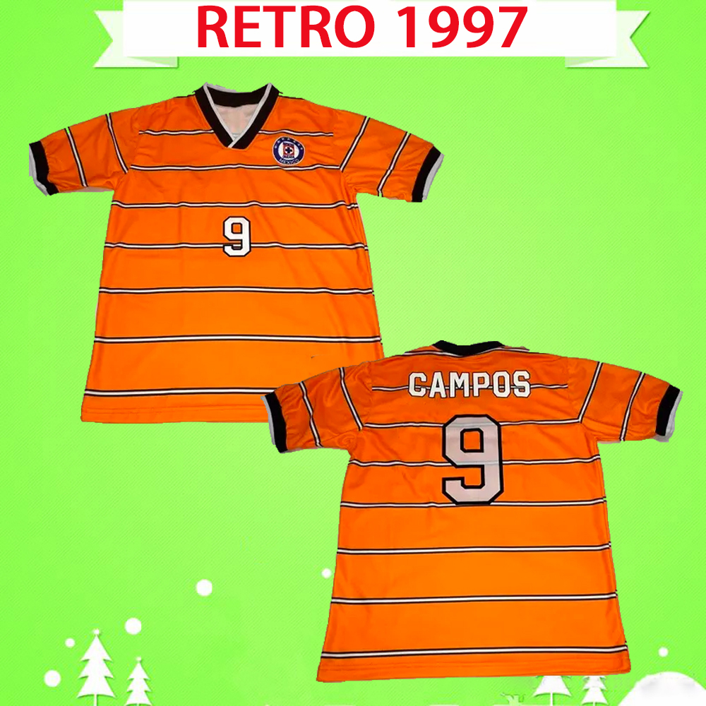 

Top quality 1997 1998 Cruz Azul Futbol Club Retro Soccer Jerseys vintage mexico Adult men classic Football shirts 97 98 orange away